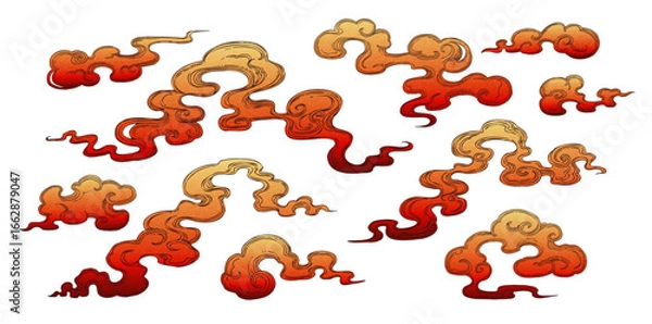 Obraz ぐにゃぐにゃ和雲セット_熱