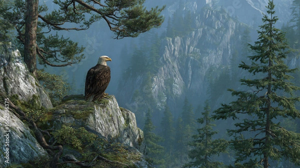 Fototapeta eagle on cliff
