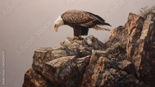 Fototapeta eagle on cliff