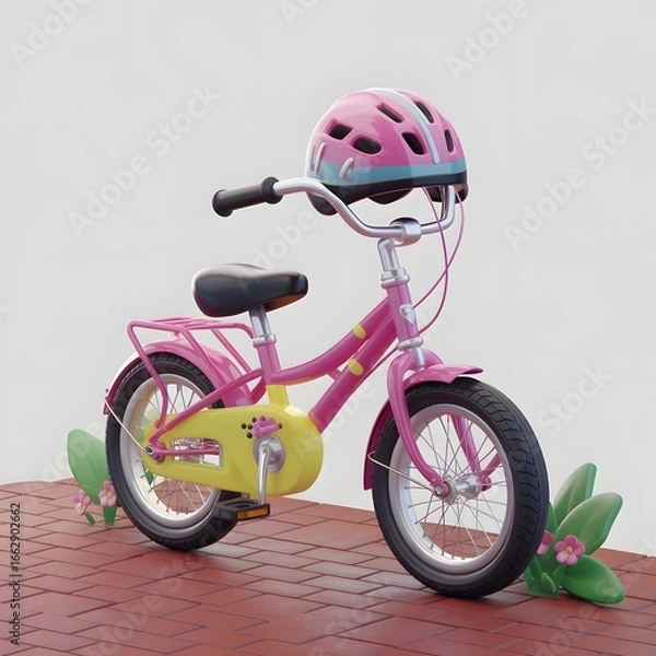 Obraz Kinderfahrrad mit Helm