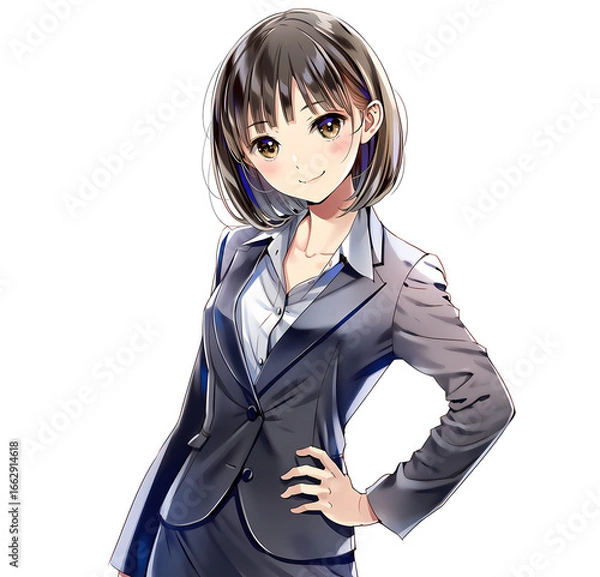 Obraz 腰に手を当てるビジネスウーマン（漫画・アニメ調）