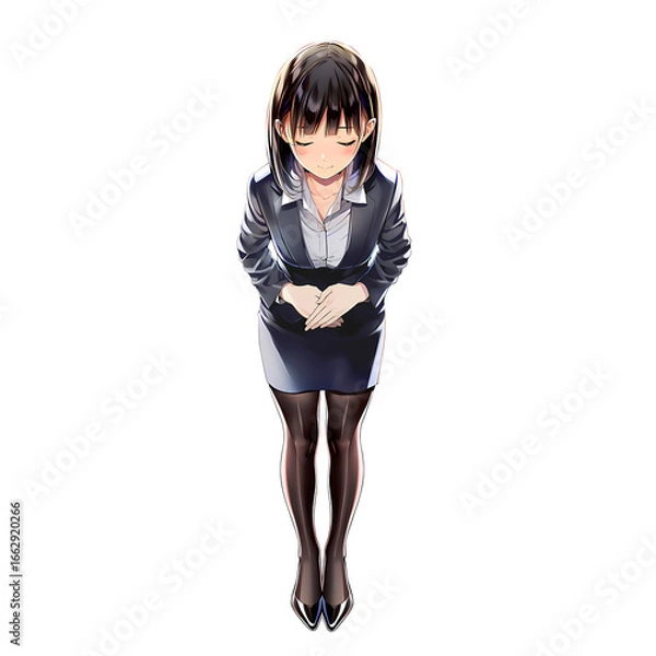 Obraz お辞儀をするビジネスウーマン/全身（漫画・アニメ調）