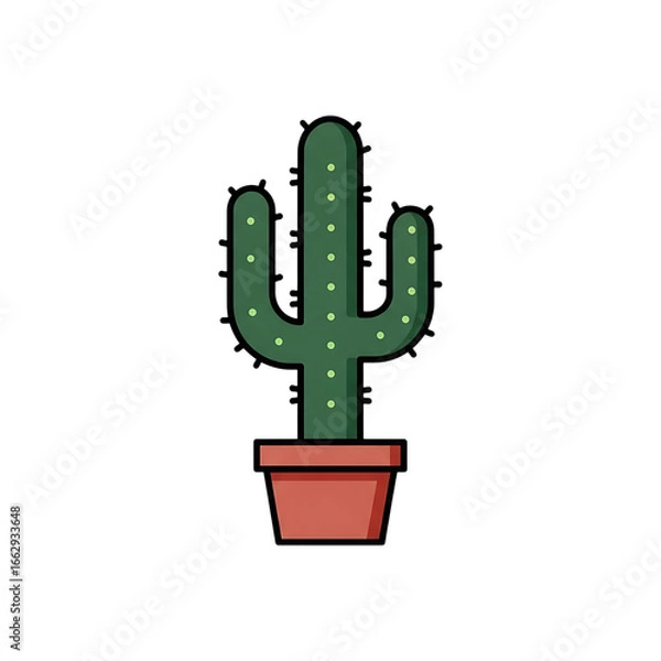 Obraz Green cactus in a terracotta pot isolated on transparent background