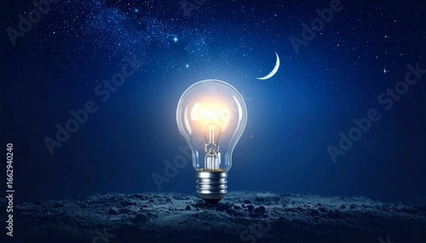 Fototapeta Minimal glowing light bulb surrounded by darkness symbolizing energy saving awareness 871799.jpg