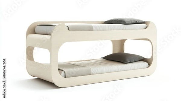 Fototapeta Modern Bunk Bed Design with Soft Cushions and Minimalist Aesthetic