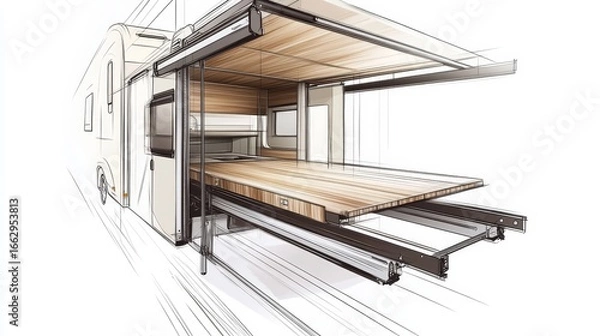 Fototapeta Innovative Design Concept for Modern Expandable RV Interior Space