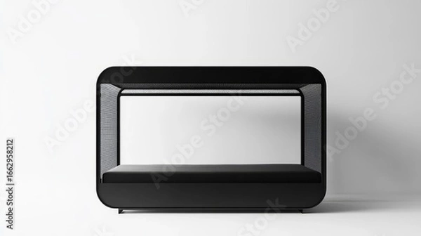 Fototapeta Modern Minimalist Black Bench with Open Design and Mesh Details