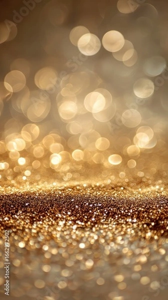 Obraz Golden glitter background with bokeh lights