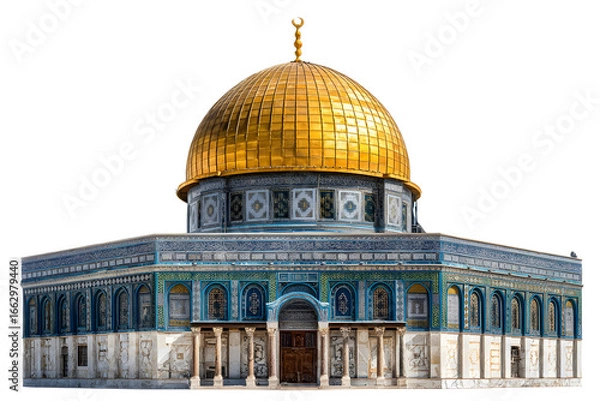 Fototapeta The golden dome of the rock jerusalem a historic islamic architectural marvel isolated on transparent background