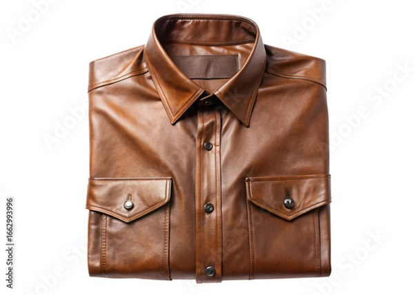 Obraz Leather button-down shirt isolated on white background