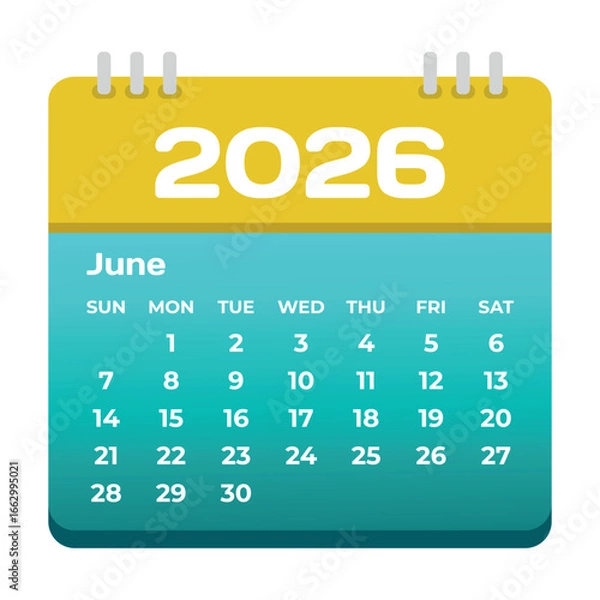 Obraz June 2026 Calendar Icon