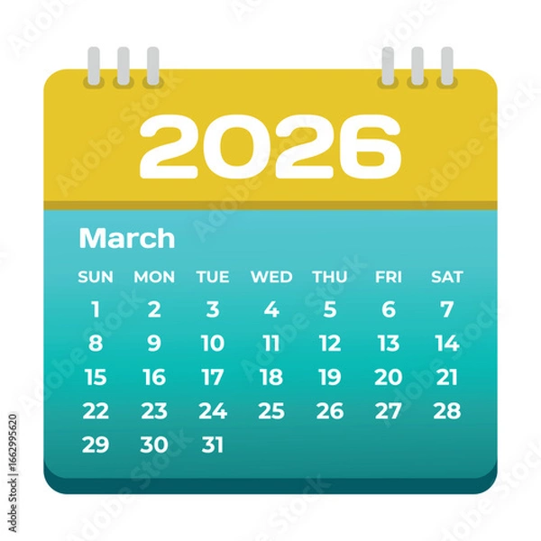 Obraz March 2026 Calendar Icon