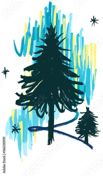 Obraz christmas tree drawing cartoon cute