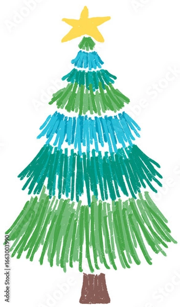 Obraz christmas tree drawing cartoon cute
