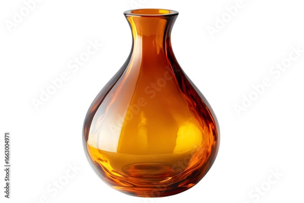 Fototapeta Elegant amber glass vase with reflective qualities for home decor and floral arrangements isolated on transparent background