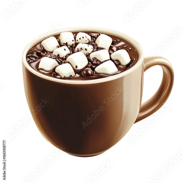 Obraz Isolated Hot Cocoa Cup with Chocolate and Marshmallows