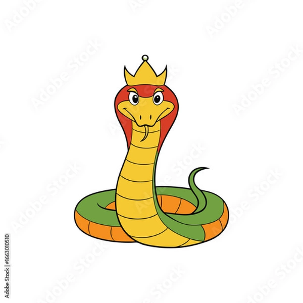 Fototapeta Cartoon-style snake on a white background