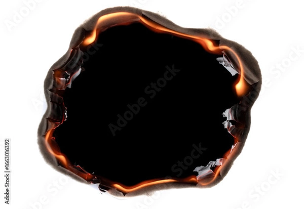 Obraz burning paper. isolated burn hole