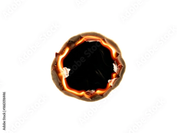 Obraz burning paper. isolated burn hole