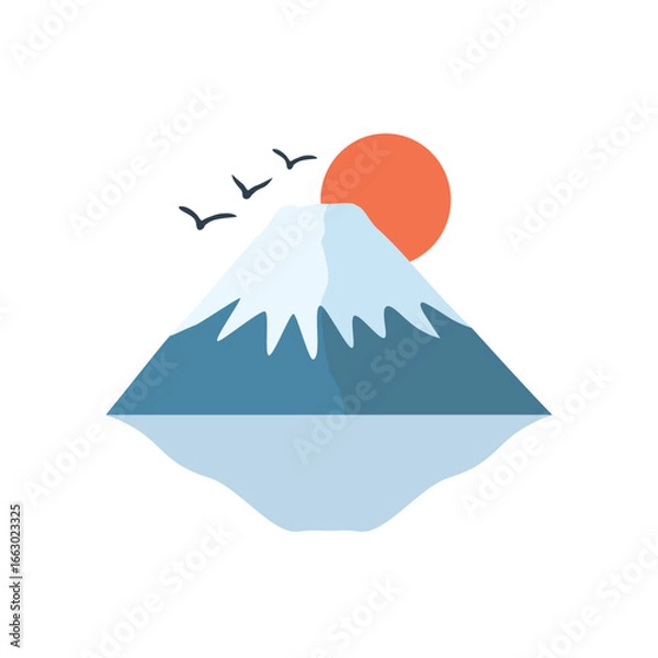 Obraz Fuji mountain with sun. Vector design