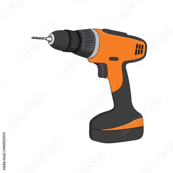 Obraz Portable cordless drill. Vector illustration