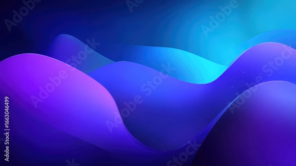 Fototapeta Abstract Wavy Gradient Background in Shades of Blue and Purple, Featuring Smooth Curves and Subtle Light Effects, Ideal for Modern Designs, Wallpapers, and Creative Projects, Evoking a Sense of Calm