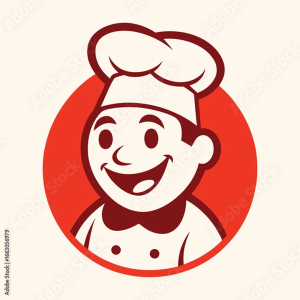 Obraz Retro Diner Chef Mascot Smiling Cartoon Vector