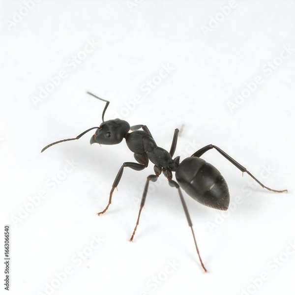 Obraz Black ant on white background