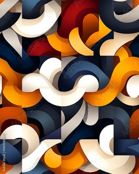 Obraz Colorful abstract shapes intertwining in harmony.