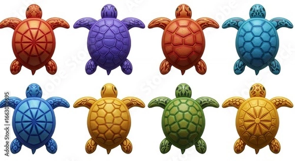 Obraz Colorful turtle designs grid illustration