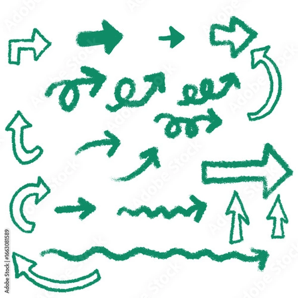 Obraz 緑の手描き矢印セット