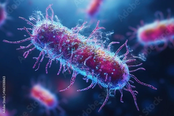 Fototapeta Vibrio vulnificus bacterium in detailed microscopic