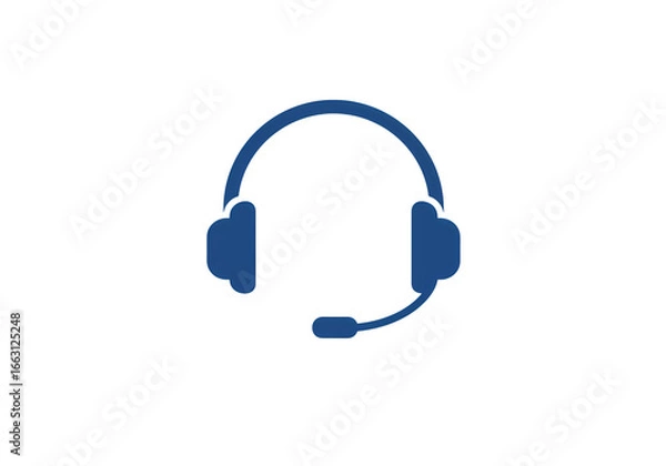 Obraz Blue Headset Icon: Customer Support and Communication isolated on transparent background