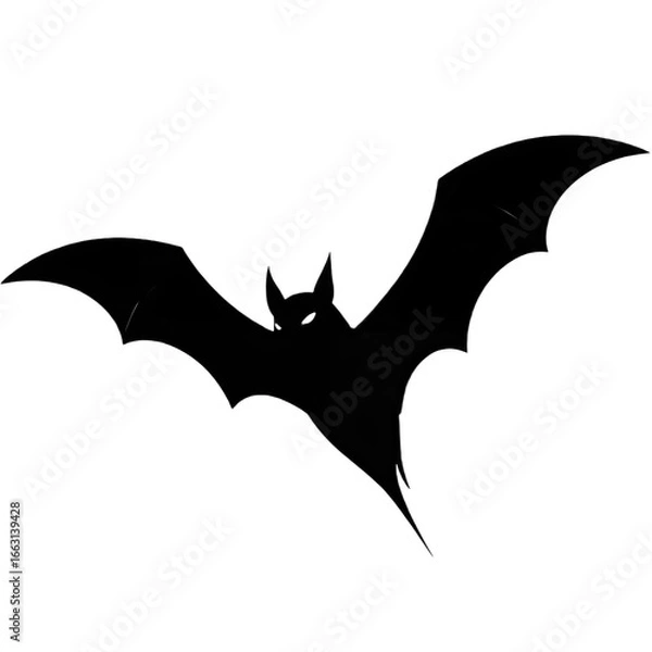 Fototapeta "Flying bat with wings spread, isolated on white background."