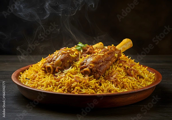 Obraz Authentic Mutton Biryani with Aromatic Spices and Steamed Rice