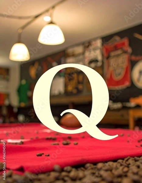 Obraz Large letter Q on red cloth