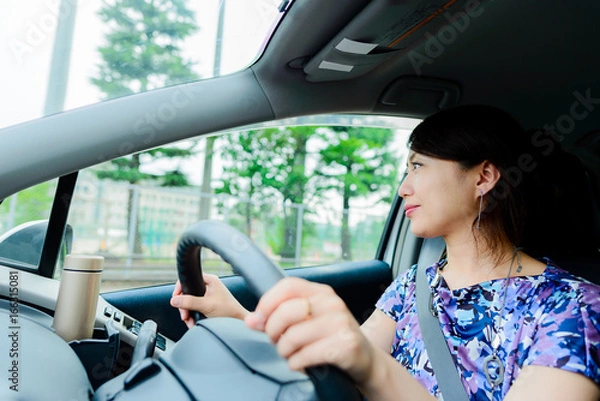 Fototapeta 車の運転をしている女性