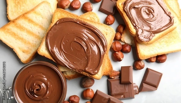 Obraz Chocolate Hazelnut Spread on Toast