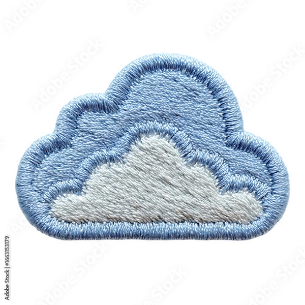 Obraz Blue and white embroidered cloud patch isolated