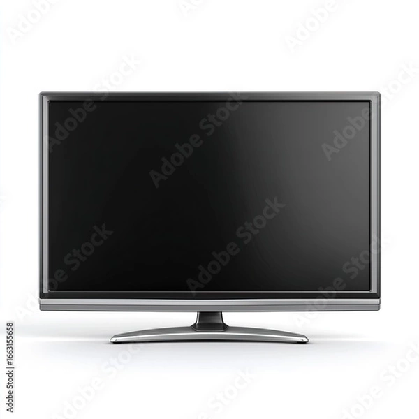 Fototapeta Modern flat-screen led tv on white background