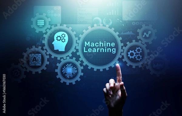 Fototapeta Machine Deep learning algorithms, Artificial intelligence, AI, Automation and modern technology in business as concept.