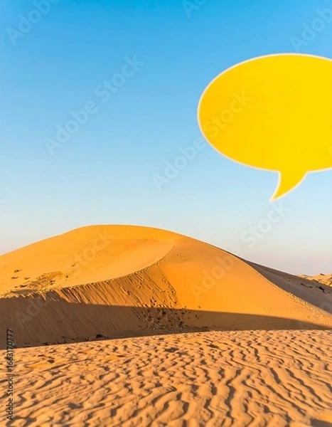 Obraz Desert dune landscape with a yellow speech bubble