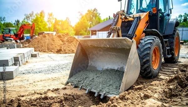 Fototapeta Construction site with bulldozer