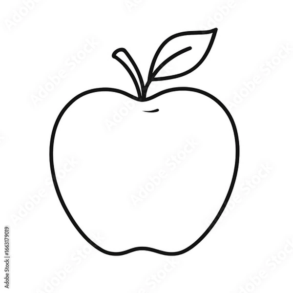 Fototapeta Apple outline drawing, transparent background 