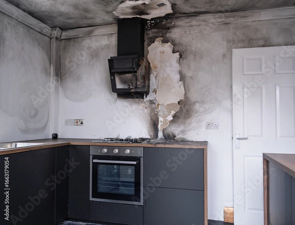 Obraz kitchen after a cooker fire