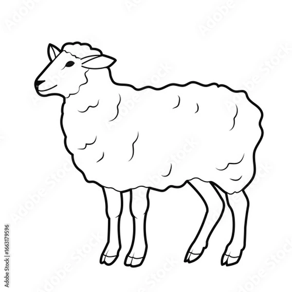 Obraz Farm animal. Sheep. Outline illustration, isolated on white background, design elements