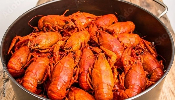 Obraz Cooked crayfish in a pot