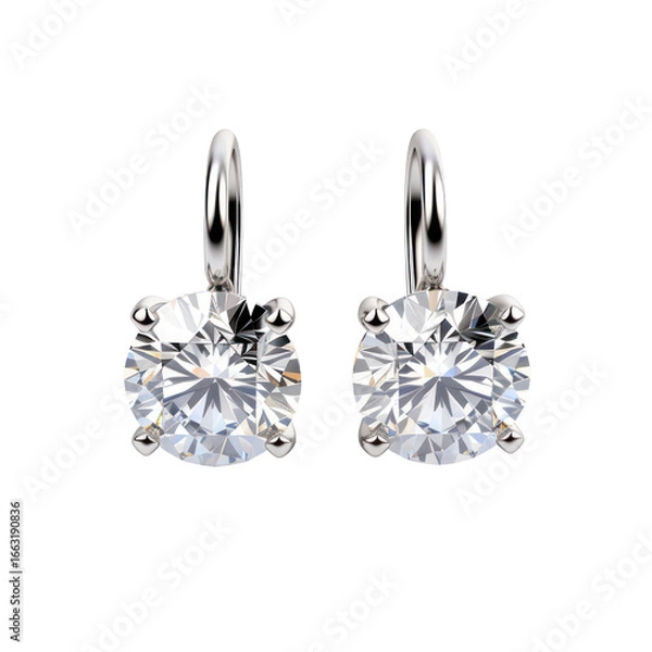Fototapeta Set of beautiful diamond earrings isolated on transparent background