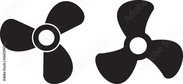 Obraz Two black boat propellers side by side silhouette