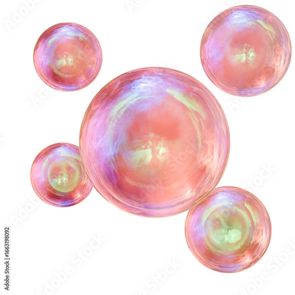 Obraz 3D Rendered Bubbles with Iridescent Color 